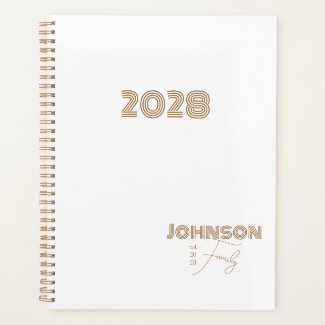 Family Name Minimal Retro Typography  Planner (Front)