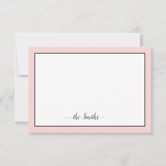 Family Name Modern Calligraphy Chic Polka Dot Pink Card (Front)