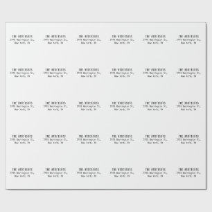 Family Name Modern Plain Professional Black White Wrapping Paper