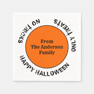 Family Name Modern Typography Happy Halloween Napkin