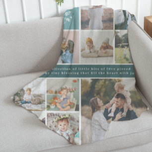 Family Name Monogram   15 Photo Collage Fleece Blanket