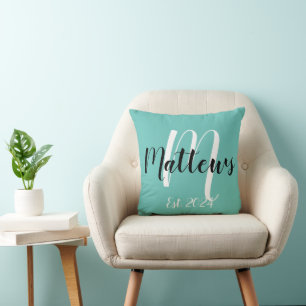 Family Name Monogram and Est. Date Cushion