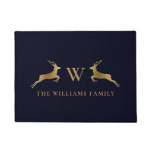 Family Name Monogram Gold Deer Midnight Navy