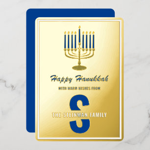 Family Name Monogram Menorah Candle Happy Hanukkah