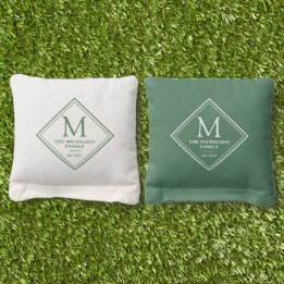 Family Name Monogram White Green