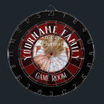 Family Name One Photo Game Room Dartboard<br><div class="desc">Add your own name to this fun family game room dartboard. FUnique gift for birthdays,  Christmas,  father's day or just because. One centre photo option.</div>