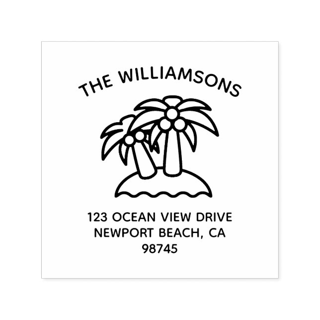 Family Name Palm Trees Return Address Self-inking Stamp (Design)