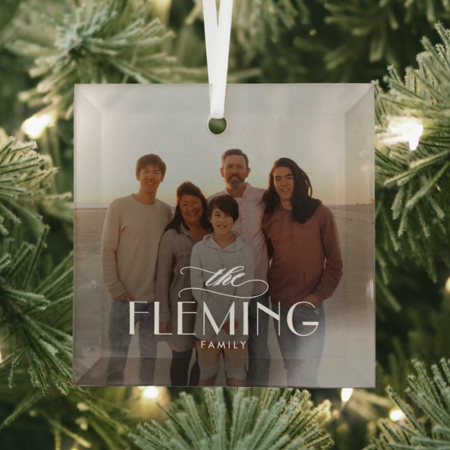 Family Name Personalised Photo Christmas Ornament (Insitu)