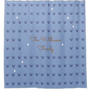 family name personalized blue (custom) shower curtain