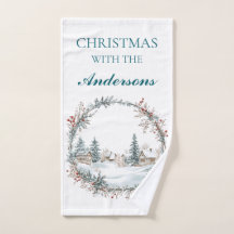 Family name personalized Christmas hand towel