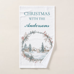 Family name personalized Christmas hand towel