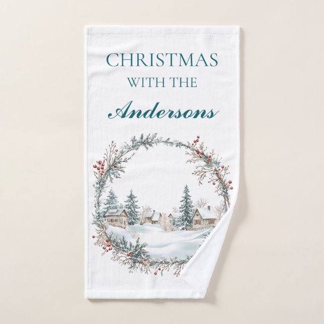 Family name personalized Christmas hand towel (Hand Towel)