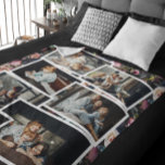 Family Name Photo Collage | Floral on Black Fleece Blanket<br><div class="desc">She gave birth to you, she fed you, she picked you up from awful middle school dances; make sure to show her how thankful you are! It's always snuggle time for mum when she can cosy up with her favourite photos. Photo memory blankets are not only perfect for your mum,...</div>