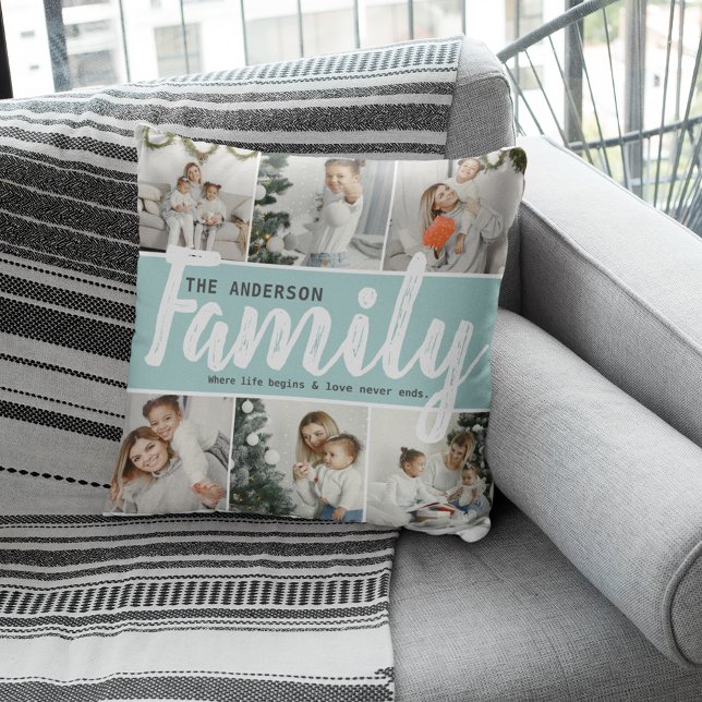 Family Name, Photo Collage & Quote Cushion (Creator Uploaded)