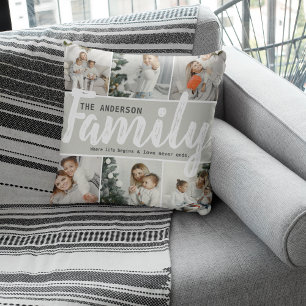 Family Name, Photo Collage & Quote Cushion