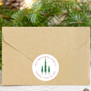Family Name Pine Trees Christmas Envelope Seal