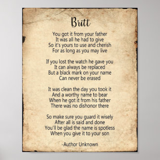 Family Name Poem Poster