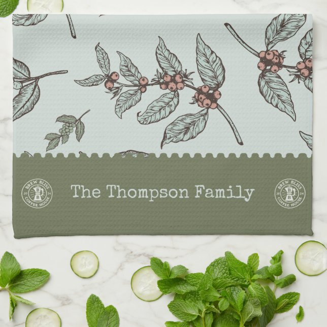 Family name professional graphic artwork retro tea towel (Folded)