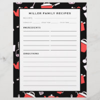 Family Name Recipe Insert | Black & Red Kitchen