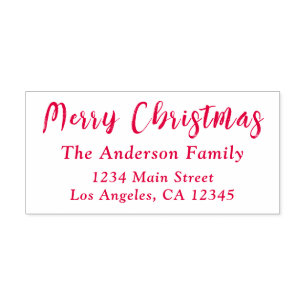 Family Name Red Minimalist Simple Modern Christmas Self-inking Stamp