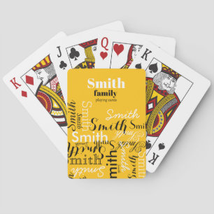 Family Name Repeated on Yellow Playing Cards