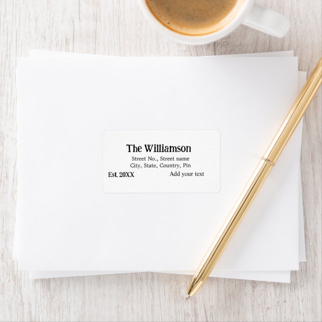 family name return address add name date year label (Insitu)