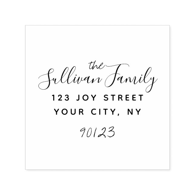 Family Name Return Address Elegant Calligraphy Self-inking Stamp (Design)