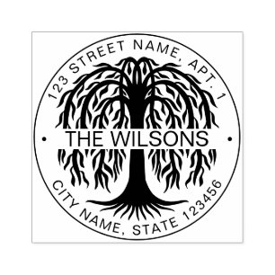 Family Name & Return Address Willow Tree  Rubber Stamp