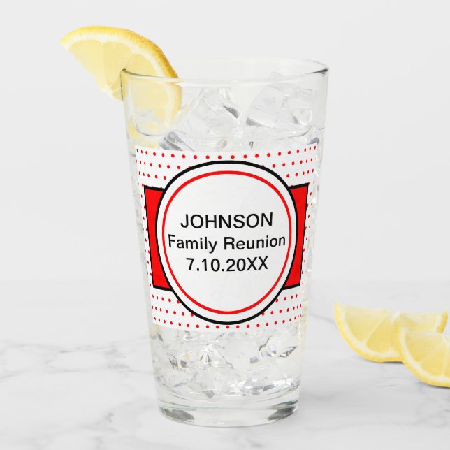 Family Name Reunion Red Polka Dots Glass (Front Ice)