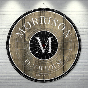 Family Name Rustic Wood Dartboard