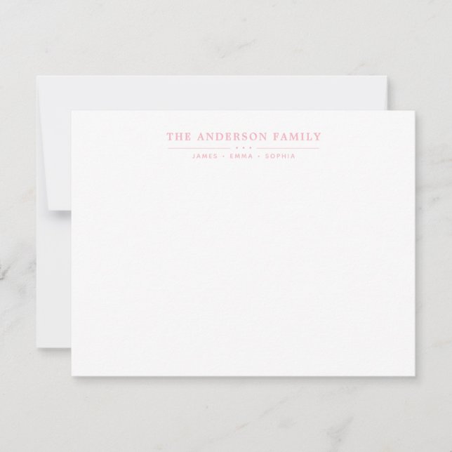 Family Name Script Blush Pink Typography Font Card (Front)