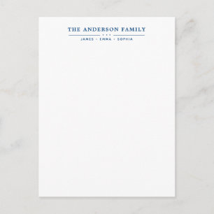 Family Name Script Navy Blue Typography Postcard