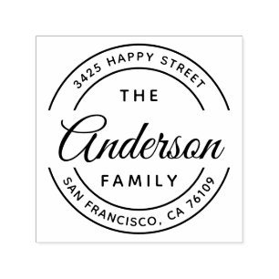 Family Name Script Typography Return Address Self-inking Stamp
