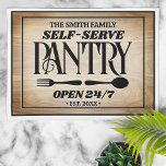 Family Name Self Serve Pantry Hours Sign Tea Towel<br><div class="desc">Welcome all your guests with this custom kitchen towel featuring a fun greeting and your family name.</div>