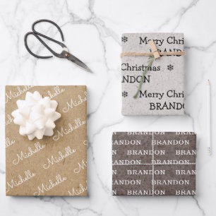 Family name simple christmas holiday Craft Wrapping Paper Sheet