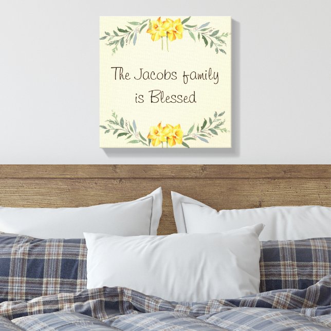 Family name stretched canvas print (Insitu(Bedroom))