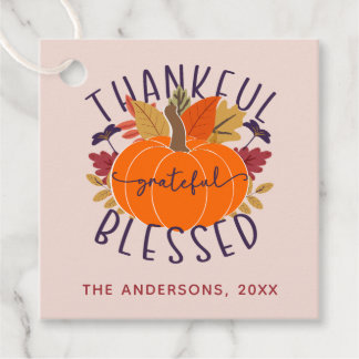 Family Name Thankful Grateful Blessed Thanksgiving Favour Tags