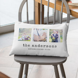 Family Name Typewriter Custom Photo Collage Lumbar Cushion