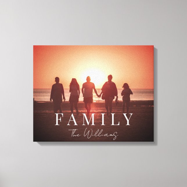 Family Name Typography B/W Portrait Large II Canvas Print (Front)
