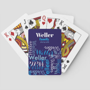Family Name Typography dark-blue Playing Cards