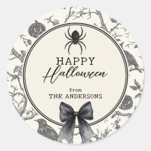 Family Name Vintage Gothic Halloween Classic Round Sticker