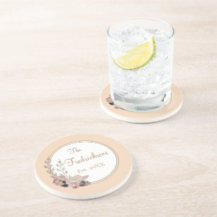 Family Name Watercolor Floral Coaster