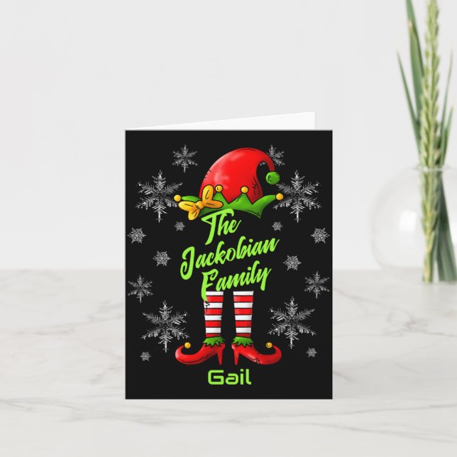 Family Name Year Reunion Matching Christmas Elf T  Card (Front)