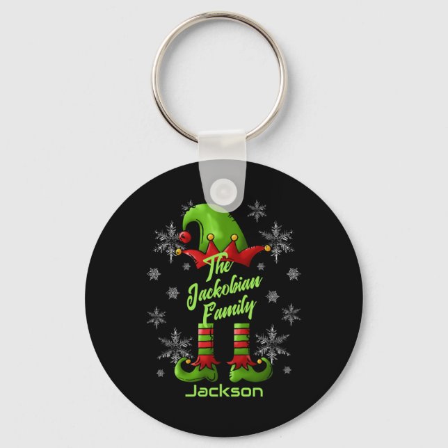 Family Name Year Reunion Matching Christmas Elf T  Key Ring (Front)