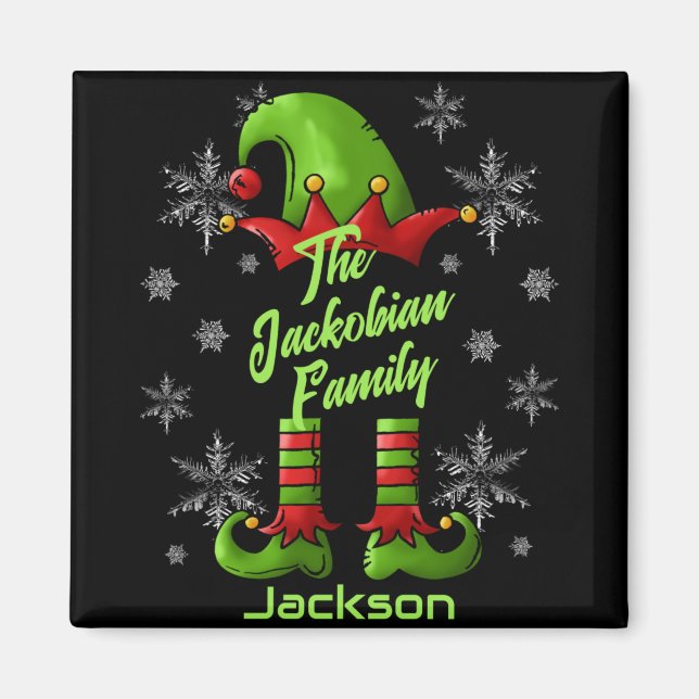 Family Name Year Reunion Matching Christmas Elf T  Magnet (Front)