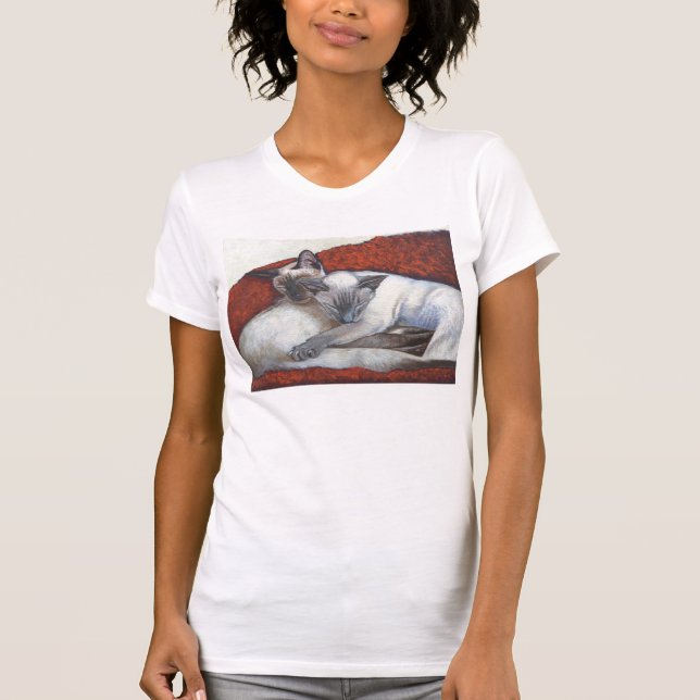 Family Nap Siamese Cat T-shirt (Front)