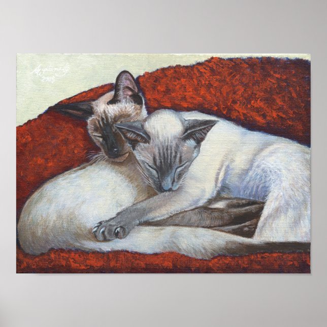 "Family Nap" Simaese Cat Art poster (Front)