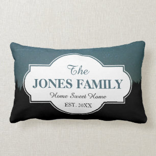 Family New Home Established Year Starry Woods Lumbar Cushion