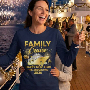 Family New Year Cruise Gold Ship Custom Year T-Shirt