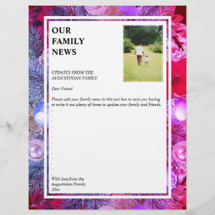 FAMILY NEWS Update   Christmas Wreath   Photo Custom Letterhead